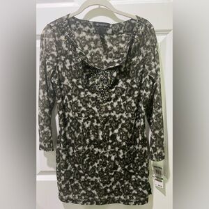 NWT INC semi sheer top with bling. Size L